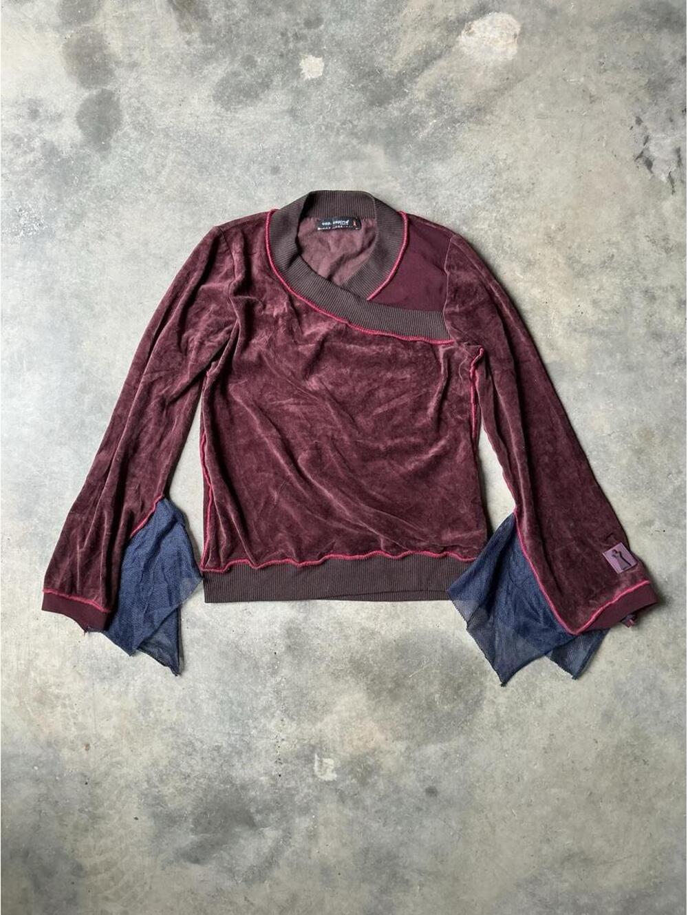 Cop Copine Paris Y2K Velour Bell Sleeve Top | Avant Garde Fairy Grunge